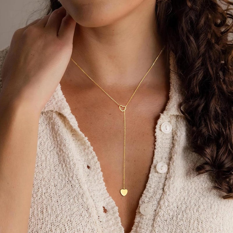 Yoosteel Long 14K-Gold-Plated Necklace for Women - Valentines Day Gifts Dainty Y-Shaped Necklaces Lariat Drop Chain Simple Jewelry Trendy Gift for Women - Image 1
